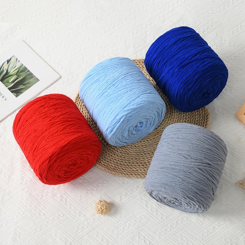 NOTIONSLAND Chunky Chenille Knitting Crochet Yarn (Sapphire Blue, 800g)