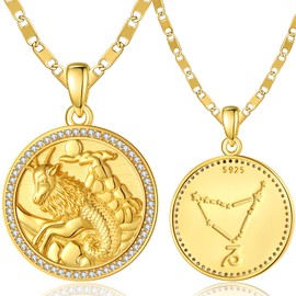 GUANMTY Gold Capricorn Necklace For Women Sterling Silver Capricorn Zodiac Pendant Birthday Present Dec and Jan Gold 12 Constellation Necklaces Gift for Women Wedding Anniversary Birthday Gifts