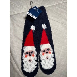 Old Navy Cozy Socks Santa Navy Blue Women's One Size NWT Christmas Theme So Cute