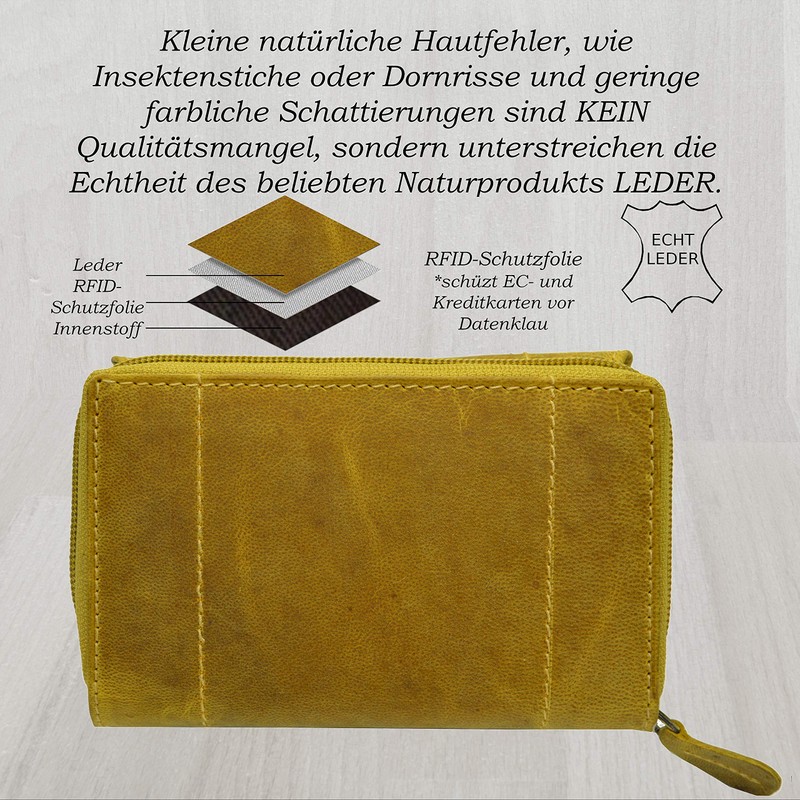 flevado Exclusive Women's Leather Wallet German Design Suede Wallet (Light