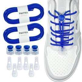 Fulcyla 2 Pairs No Tie Shoelaces Elastic Adjustable Tieless Shoe Laces for Kids Adults Elderly, 3 Lengths to Fit Most Shoes(Blue 39.4in/100cm)