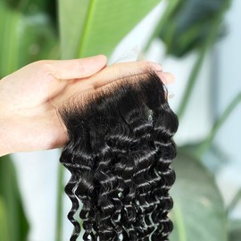 MEODI 4x4 Skinlike HD Lace Closure Only, Deep Curly Human Hair 18 Inch