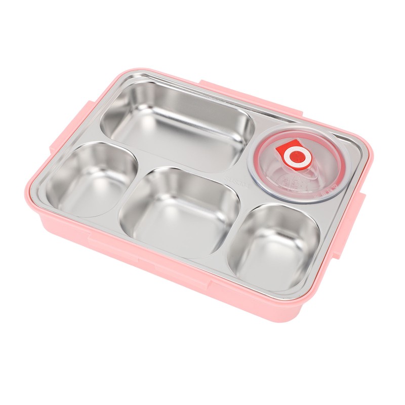 Lunch Box with Lid 5 Compartments Heat Preservation Stainless Steel