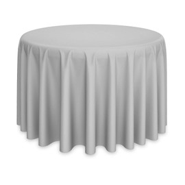 Lann's Linens - 5 Premium 120" Round Tablecloths for Wedding/Banquet/Restaurant - Polyester Fabric Table Cloths - Silver