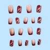 Mkwntg Red French Tip Press on Nails Medium Square Fake