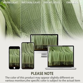 Blagic Knitted Throw Blanket for Couch, Bed and Sofa. Super Soft Blanket with Tassels, Sage Green Throw Blanket, 60 x 80 Inches Lightweight & Cosy Home Decor