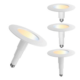 Jolux 4-Pack 5CCT LED Retrofit Ceiling Lighting - 5/6" Recessed Lighting, Easy Install (2700K-5000K Selectable), High CRI>90, Dimmable E26, Perfect for Fast Home Improvement