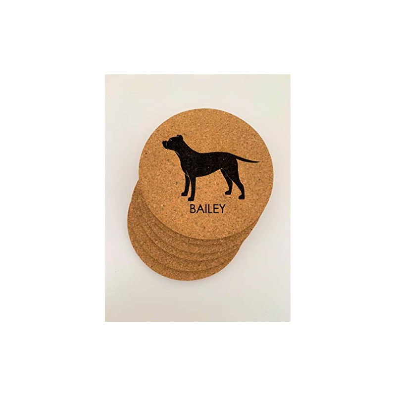 Choose Your Breed Custom Cork Coasters Round (Pit Bull)