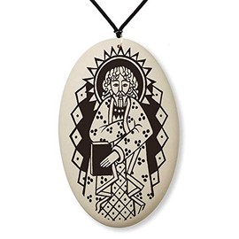 Touchstone Pottery - Medalla de San Mateo en cuerda trenzada | Patronato de Contadores, Contadores, Guardias y Agentes de Valores, Cerámica, Sin tipo gema