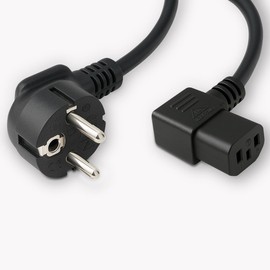 Power Cord Right Angle 2 Pin + Earth Sector CEE7/IEC C13 1.80 m Black