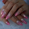 Coolnail Gradient Pink Press on False Nail Shiny Mirror Aurora