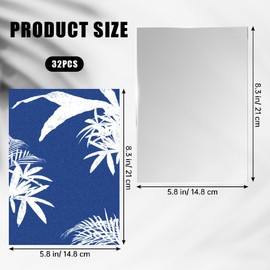 FKWKUW Pack of 32 Cyanotype Paper, Sun Printing Paper, Photosensitive Sun Printing Kit with Acrylic Film for DIY Craft Projects