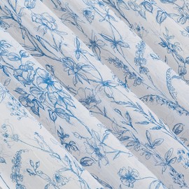 No. 918 Ambree Vintage Floral Sheer Rod Pocket Curtain Panel, 51" x 84", Chinoiserie Blue