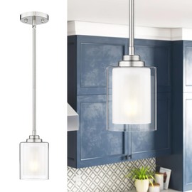 TENGXIN Modern Pendant Light,Brushed Nickel Modern Pendant Light for Kitchen Island,Hanging Ceiling Light Fixture,Farmhouse Pendant Lighting for Dining Room Bedroom Bar Office,TXPLBN02