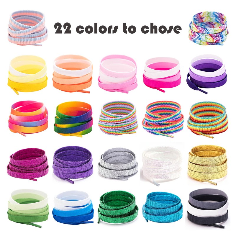 Booyckiy Flat Colorful Shiny Glitter Shoelaces, 2/5" Rainbow Shoe Laces
