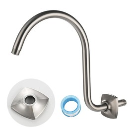 SWHYGER 13 Inch High Rise S Shape Shower Extension Arm with Flange,Brushed Nickel 91098-13BN.