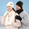 Qlauca Winter Gloves Beanie Scarf Set for Women Men knitted