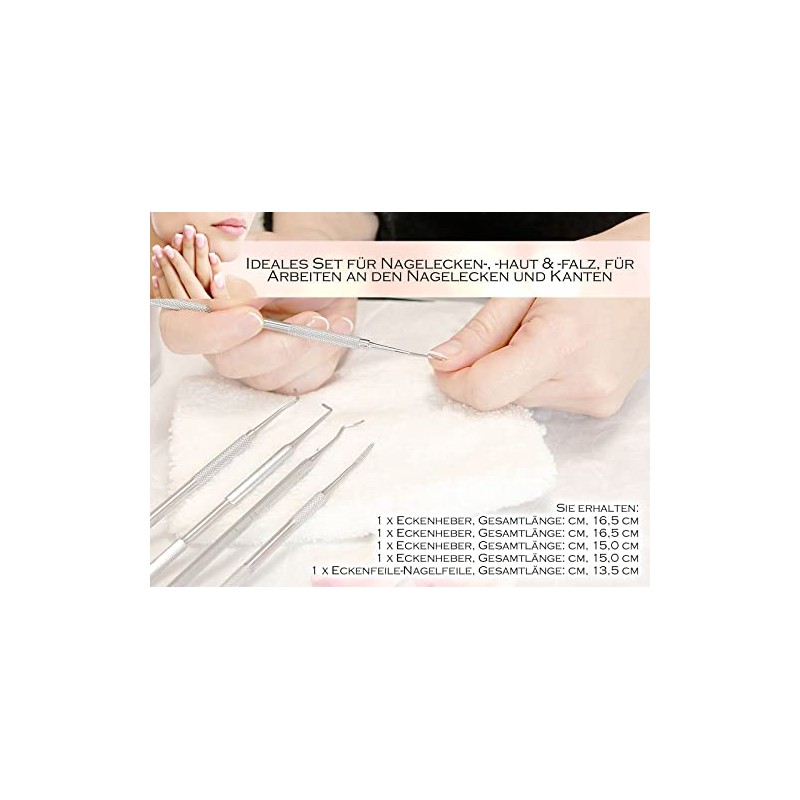 Set of 5 with ingrown toenail lifter, corner file, double
