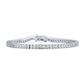 Bridal 10CT Simple Classic Cubic Zirconia Square Clear Brilliant Princess Cut AAA CZ Tennis Bracelet For Women For Prom .925 Sterling Silver