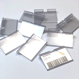 Pack of 50 Price Tag Holders for T-Hooks. For Label Size 39 x 65 mm. Transparent. Suitable for Clear Labels, Price Labels, Price Tags for Shops, Price Tag Holders
