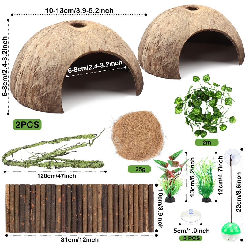 QUOZUO Crested Gecko Tank Accessories, Reptile Climbing Vines Hanging Plants