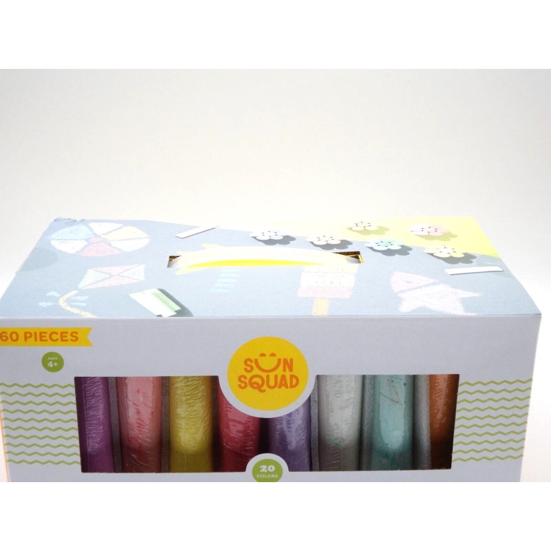 Sun Squad Multicolor Sidewalk Chalk Set 20 colors 60 pieces
