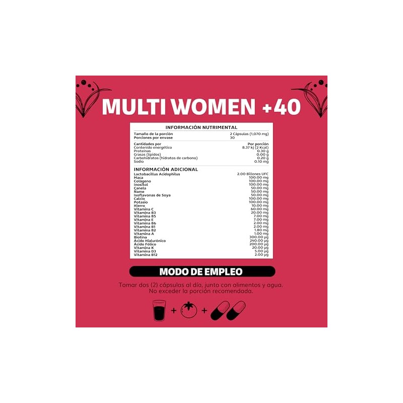 Beyond Vitamins Women Biotina Inositol Colágeno Isoflavonas Soya Probióticos Activos