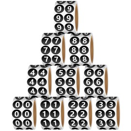 Glenmal 5000 Pieces 10 Rolls Circle Number Stickers 0 to 9 Inventory Labels 0.5 Inch Round Inventory Stickers Numbered Self Adhesive Number Labels for Office Warehouse Organization Classroom Dating