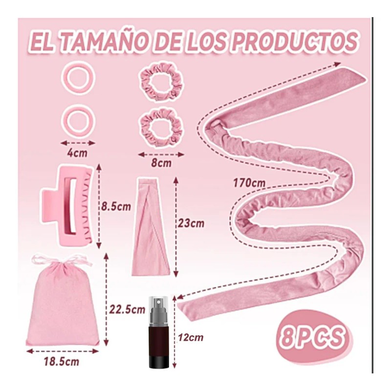 9 Pzs Curly Ondas En Cabello Rizos Sin Calor Tubo