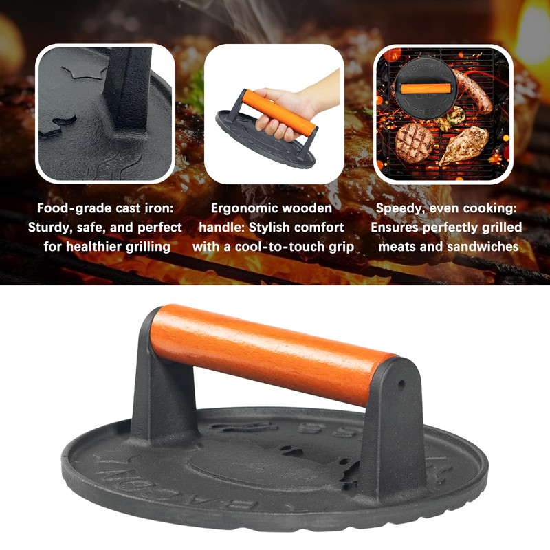 vivicreate 7 inch Burger Smasher,Patty Smasher,Hamburger Smasher Press,Griddle Press, Bacon