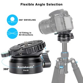 Koolehaoda 三脚レベリングベースカメラレベラー、傾斜角15°、 と キヤノン用1/4"スレッドおよびオフセット水準器、ニコン用、DSLRカメラ（PA-55）