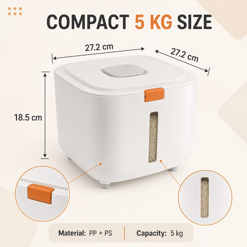 Sealed Rice Storage Container with Lid, 5kg/10kg