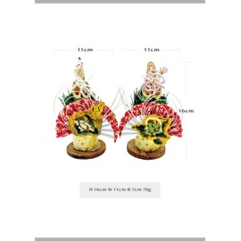 [2024 Mamawreath Mini Kadomatsu 2 Pieces] Pair of Wind Shin Cranes, Thunder God, Tortoise, Entrance Decoration, New Year Decoration, Tabletop Kadomatsu Height 6.3 inches (16 cm), Width 4.3 inches (11