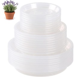 30 Pack Plant Saucer 4/5/6 Inches Plastic Drip Trays to Catch Water, Clear