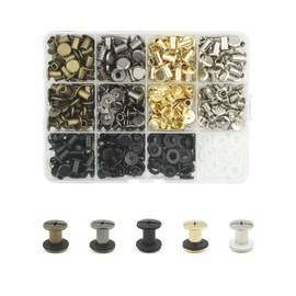 MABAHON 150 Set Leather Rivets Chicago Binding Screws M5 x 8mm Metal Rivet Leather Screws Fasteners Set Screw for Belt Repair Scrapbook Photo Bookbinding (Color)