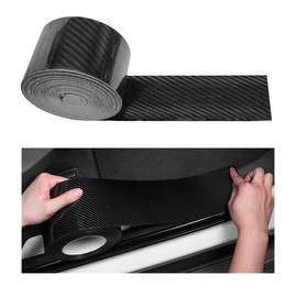 NYTKL - Protector de borde de puerta de coche, 2.8 x 32.8 pies, protector de umbral de fibra de carbono 5D, tira autoadhesiva de vinilo anticolisión para automóvil, accesorios de coche
