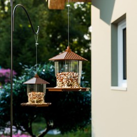 Yieach Bird Feeders for Outdoors Hanging,Large Capacity Birdfeeders for Outside Squirrel Proof,Hanging Mount Bird Seed Feeder Hopper for Cardinals,Finches Food Holder and Garden Decoration,Brown