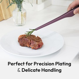 carrotez Kitchen Tweezer Tongs, Anti-Slip, Non-Scratch, Noise-Free 11.75 inch Silicone Tongs Burgundy