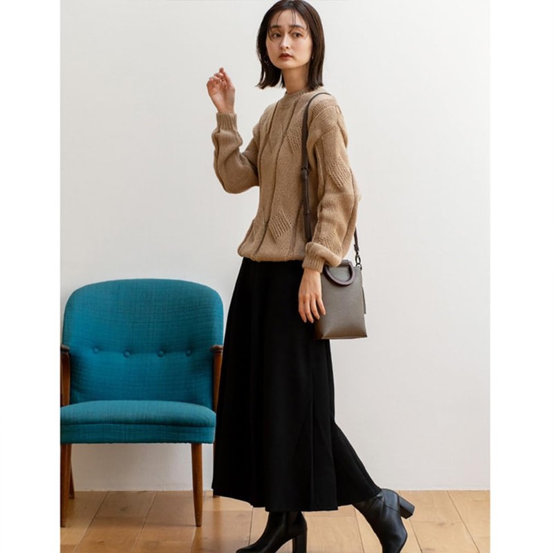 VITAFELICE Inb-90031p Women's 2-Way Pochette with Wood Handle, coffee