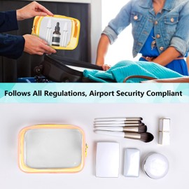 Sahunfri 3-Pack Clear Toiletry Bags Waterproof Gym & Weekend Trip Accessories Transparent PVC Cosmetic Organizers with Color Borders (Yellow+Blue+Green)