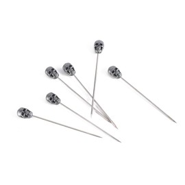 HOKPA Cocktail Picks Skull, Creative Stainless Steel Reusable Fruit Olive Toothpicks Appetizers Sticks for Bar Cocktail Martini Picks (6PCS Skull)