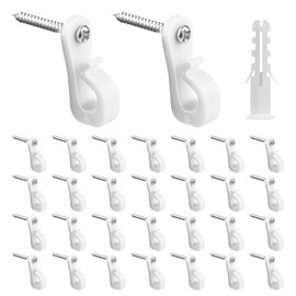 Fampery Down Wall Clips 30 Pack White Wire Shelf Clips Closet Shelves Clip Plastic Heavy Duty Wire Shelf Brackets Loop Clip with Screws and Expansion Tubes for Wire Closet Shelving