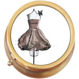 Dress Form Butterfly Brass Round Pill Box
