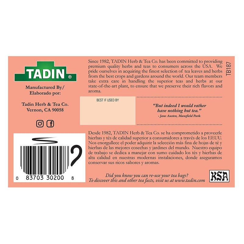 Tadin Herb & Tea Co. Hibiscus Herbal Tea. Caffeine Free.