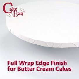 Cakebon Cake Boards - Sturdy 1/8 Thick Drums - 10 Inch Professional Fully Wrapped Edges 6-Pack