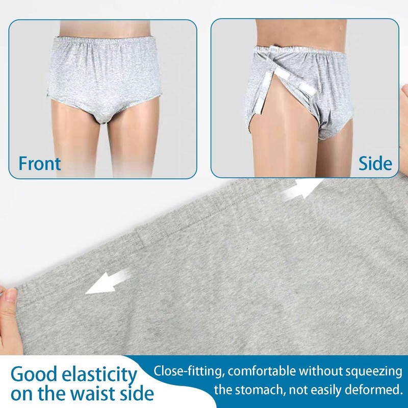3 Pack Post Surgery Underwear, Adaptive Clothing, Tear Away Briefs,
