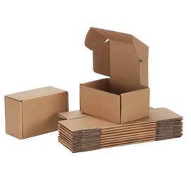 Pemtow 6x4x3 Small Shipping Boxes Set of 20, Brown Corrugated Cardboard Literature Mailer Box for Packaging, Mailing, Business