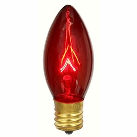 Vickerman C9 Transparent Red Replacement Bulb, 7 Watt, 130 Volt, UL, E17 Base, Box of 25
