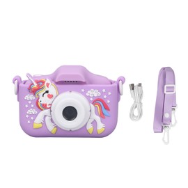 Kids Camera Toys Digital Photo Video Recording Camcorder Cute Cartoon Patterned Portable Camera for Child Purple