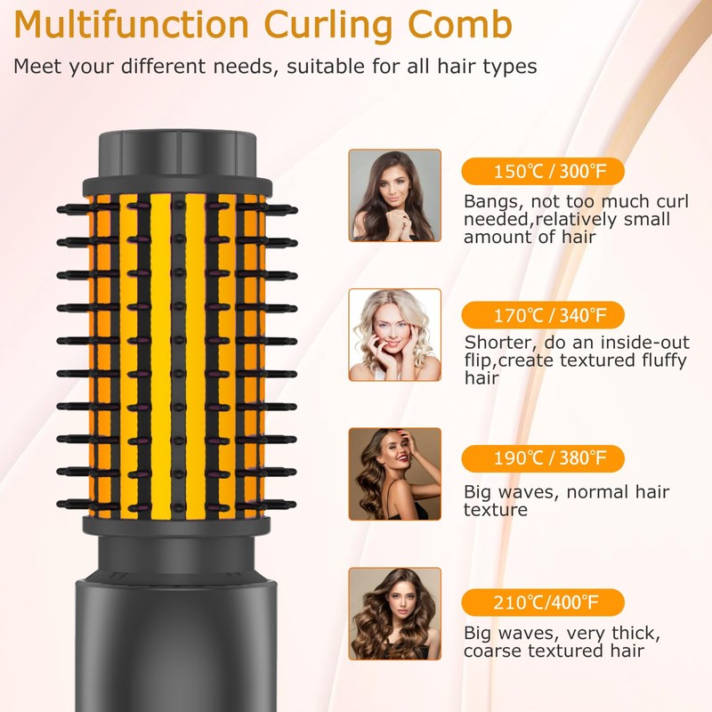 Cordless Hair Curling Iron Brush, Travel Hot Straightener Comb Curl